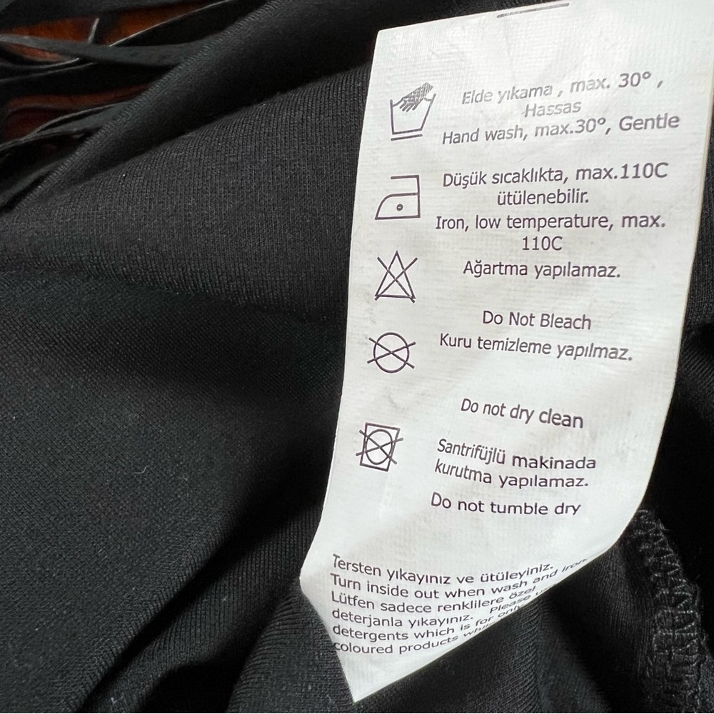 Ipekyol Black Fringe Shoulder Grommet Neck Shift Dress Chic Western Boho Style - Picture 9 of 13